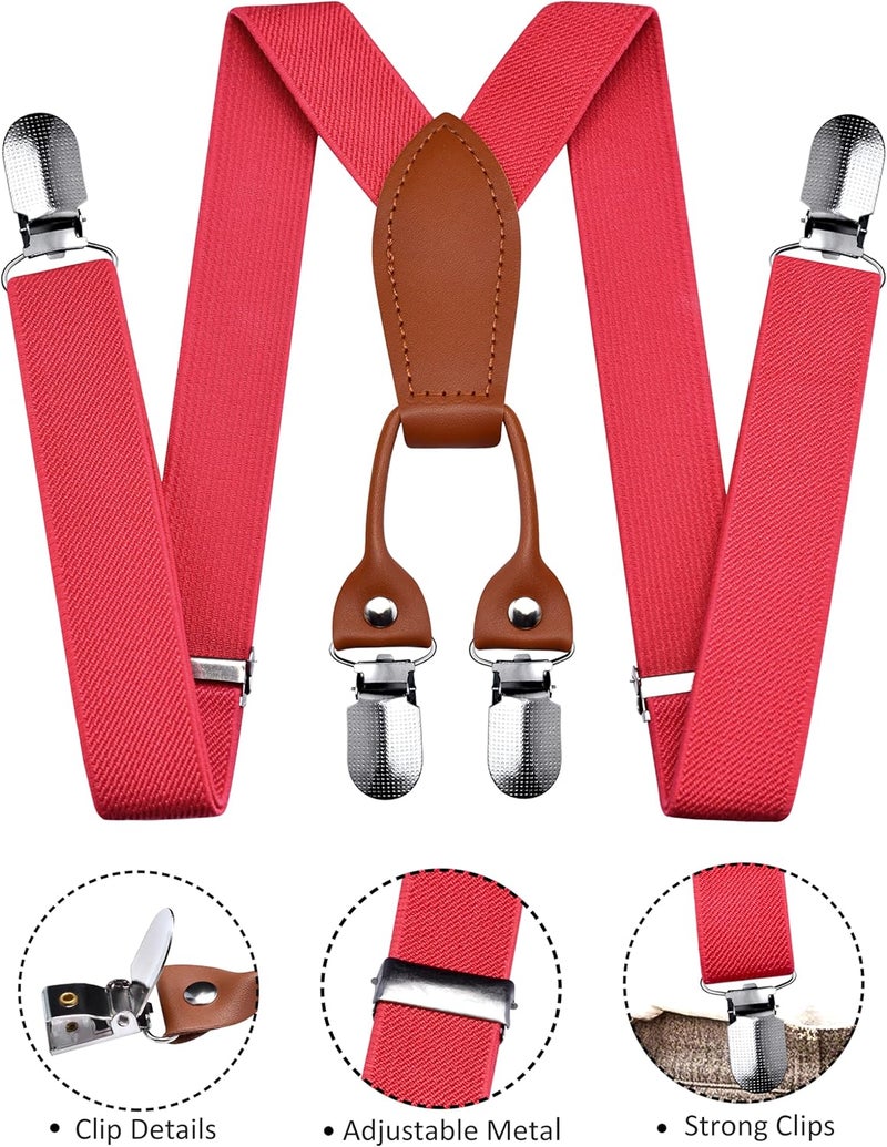 Branduce Solid Color Baby Boy Suspender with 4 Strong Clips Adjustable Kids Y Back Suspenders - Image 2